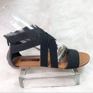 Material Girl Gladiator Sandals Elastic Flats Zip